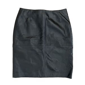 Vintage Casual Corner Annex Petite Black Leather Pencil Skirt Women's Size Small